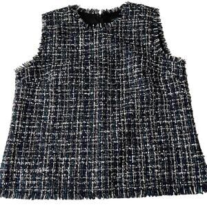 Ann Taylor Fringe Tweed Shell Sleeveless Women Size 14 New